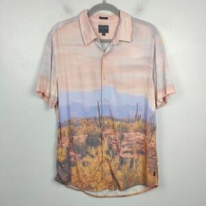 GUESS Cactus Challis Button Up Shirt Mens Medium Short Sleeve Slim‎ Fit